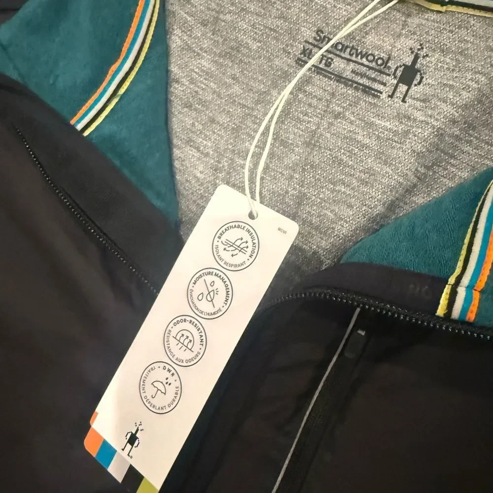 Smartwool Men’s XL Hybrid Merino Wool Blend Vest Full Zip Teal Black NWT